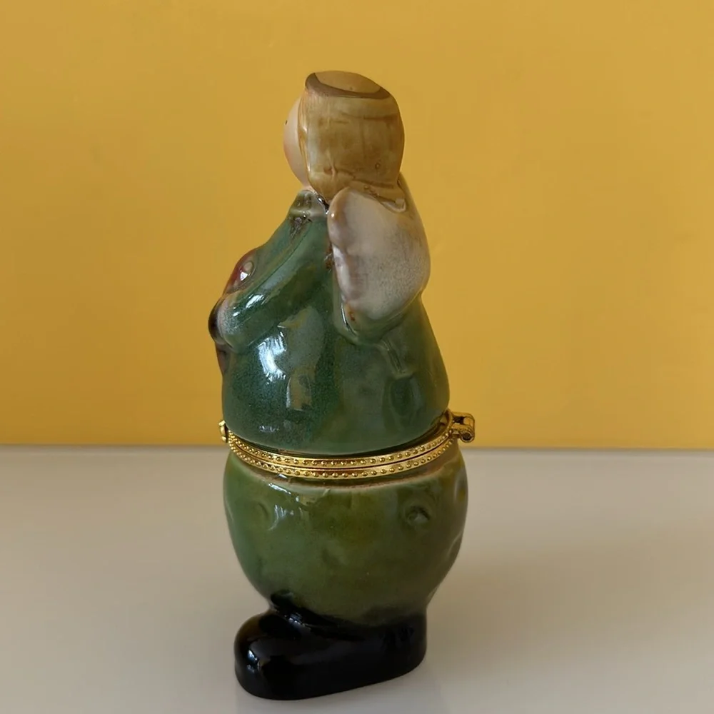 Greenbrier Intl Porcelain Christmas Angel w/Heart of Joy, Trinket Box Holder